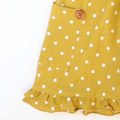 Polka Dot Twirl Knit Dress - Mustard - Stellybelly