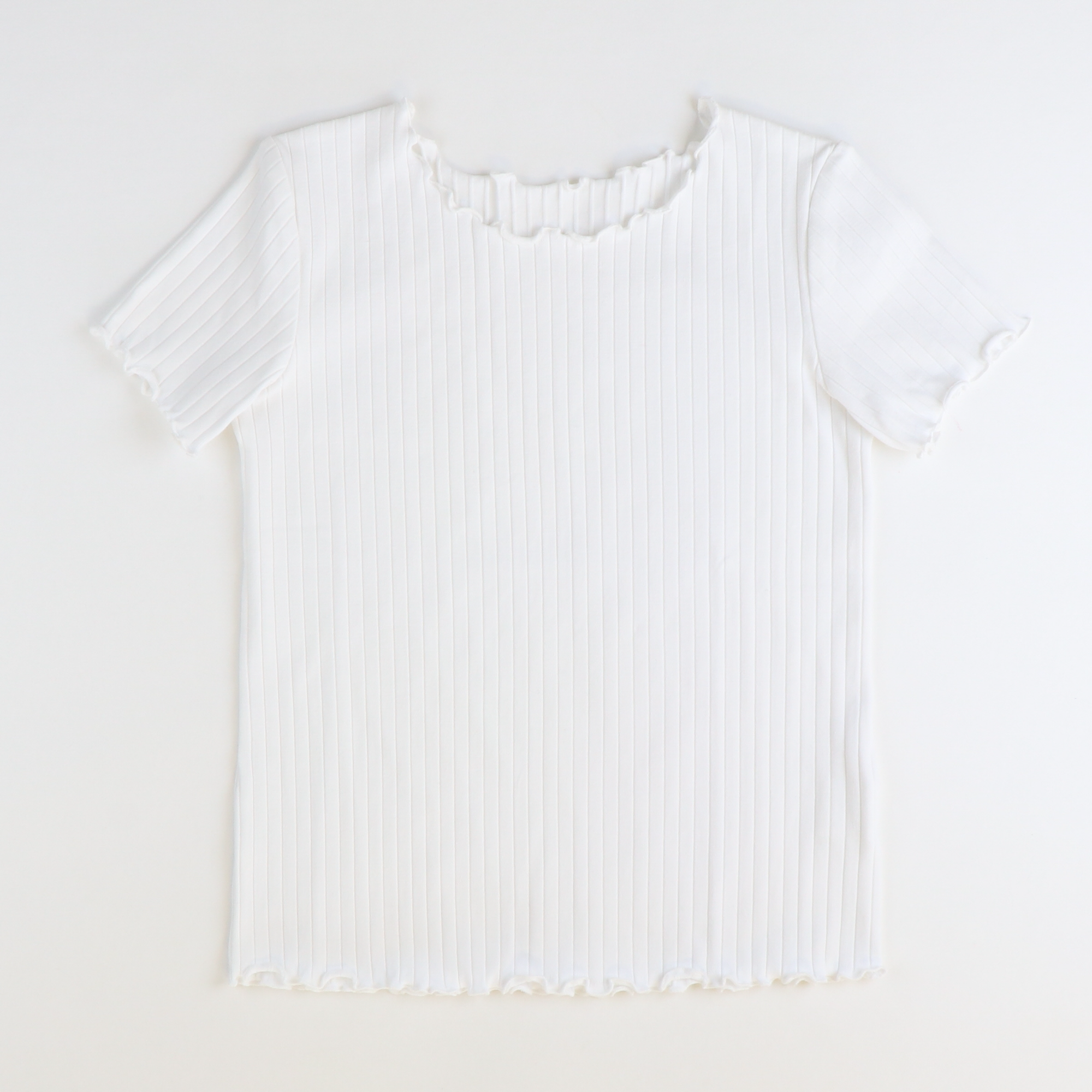 Short Sleeve Ribbed White Knit Top - Stellybelly