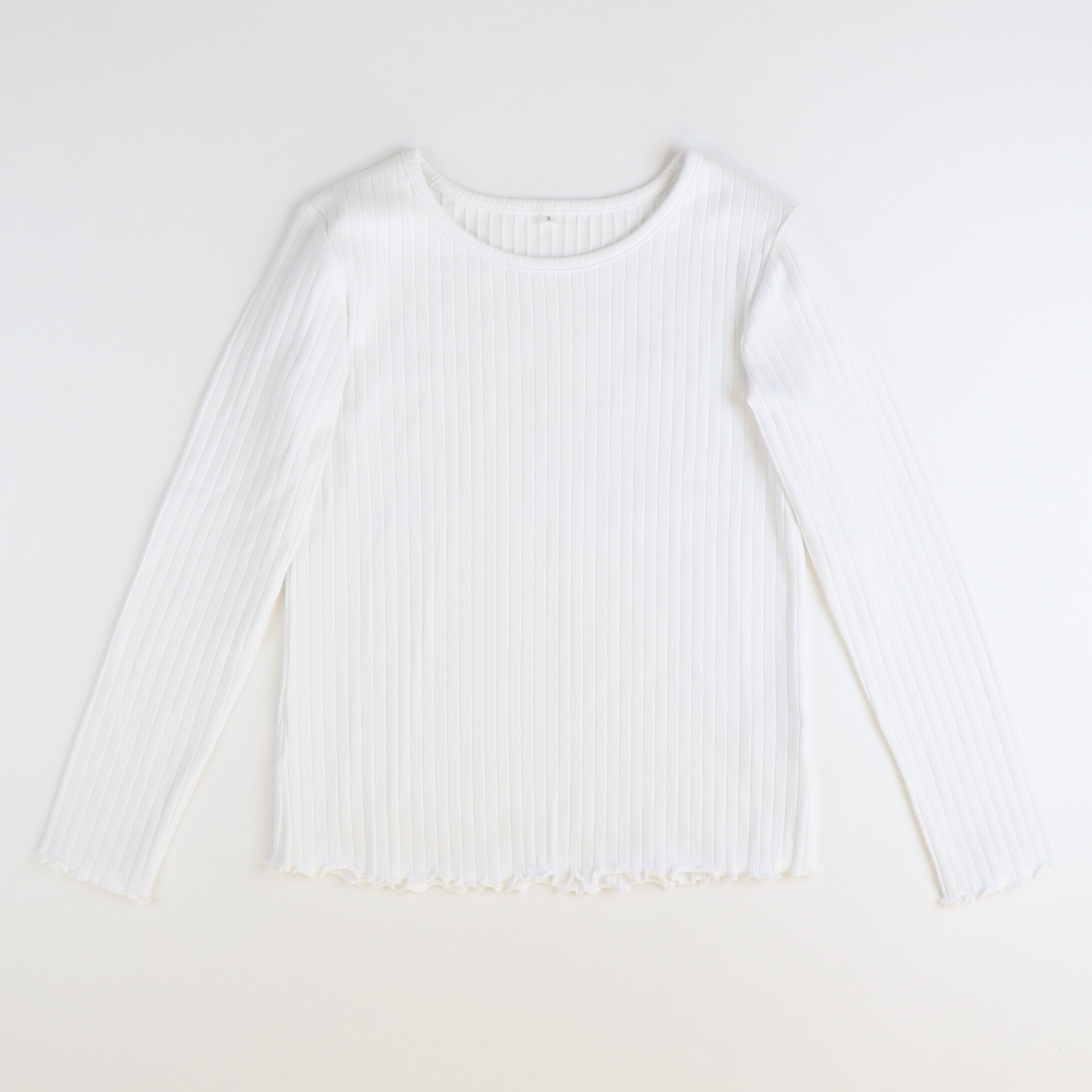 Long Sleeve Ribbed White Knit Top - Stellybelly