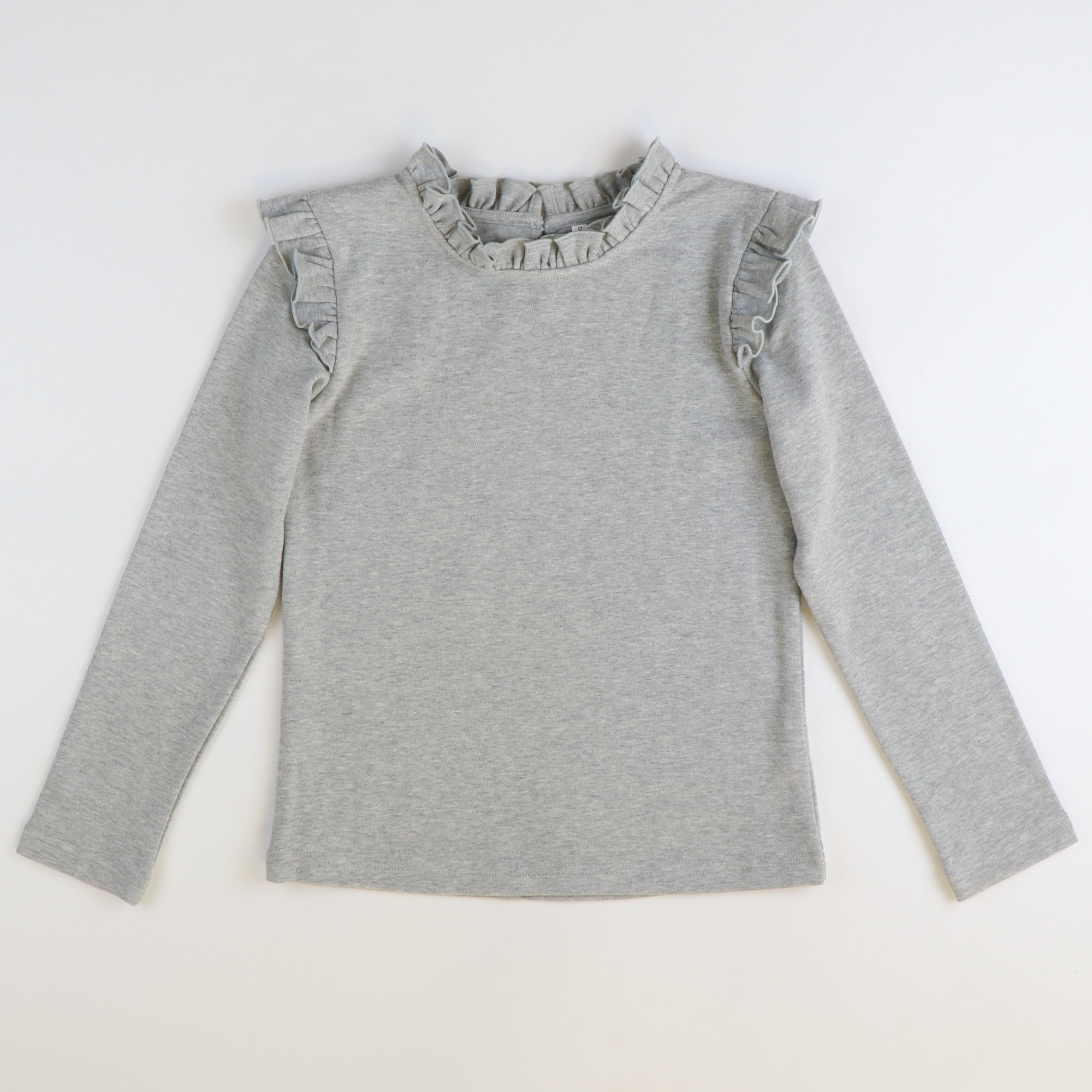 Gray Ruffle Long Sleeve Knit Top - Stellybelly