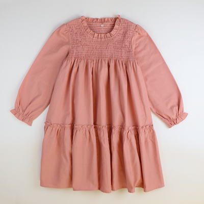 Blush Linen Smocked Long Sleeve Dress - Stellybelly