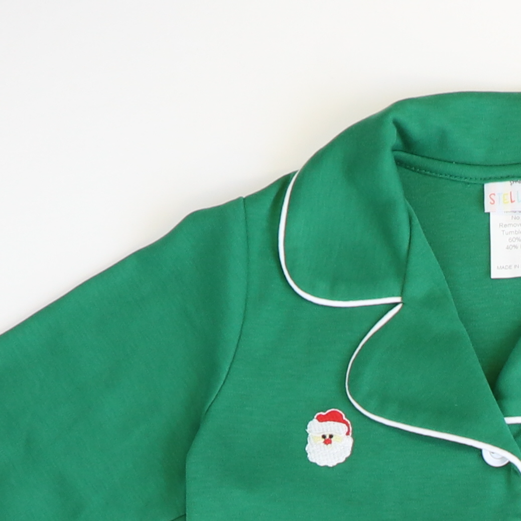 Embroidered Santa Face Pajama Set - Christmas Green - Stellybelly