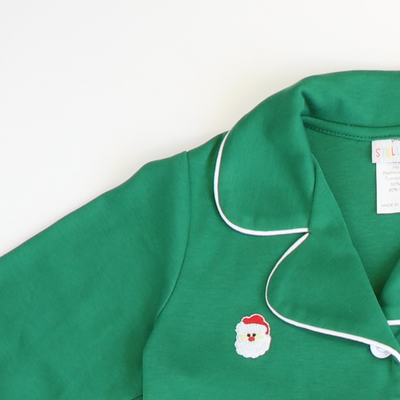 Embroidered Santa Face Pajama Set - Christmas Green - Stellybelly