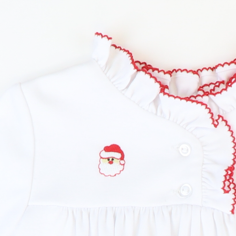 Embroidered Santa Face Nightgown - Classic White - Stellybelly