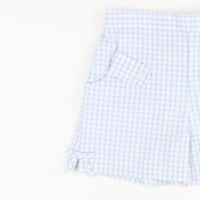 Bow Shorts - Cloud Check Seersucker - Stellybelly