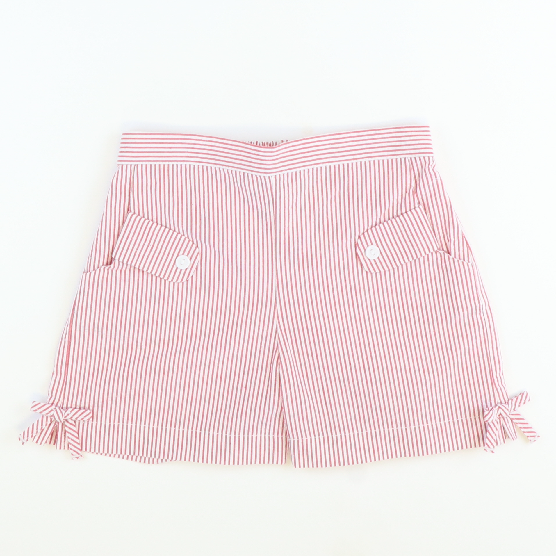 Bow Shorts - Red Stripe Seersucker - Stellybelly