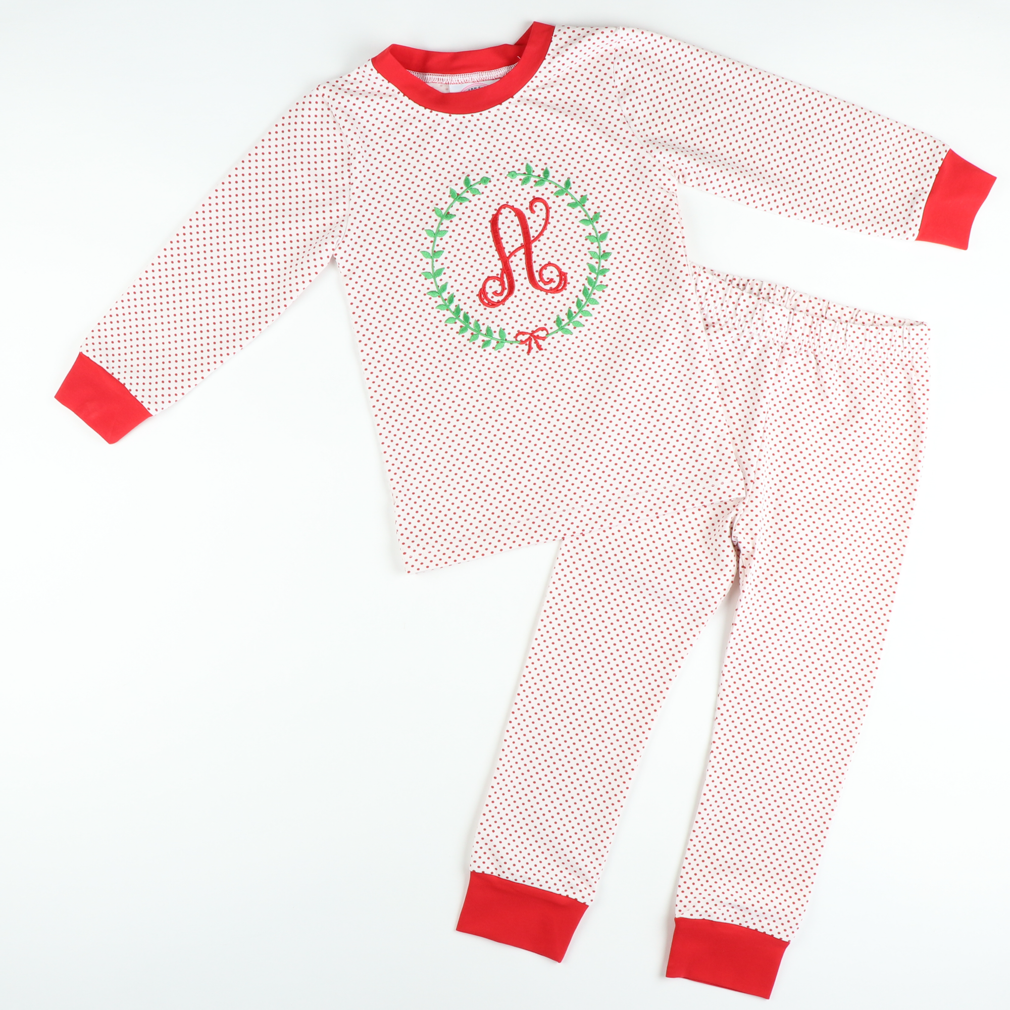 Embroidered Christmas Wreath Pajama Set - Stellybelly