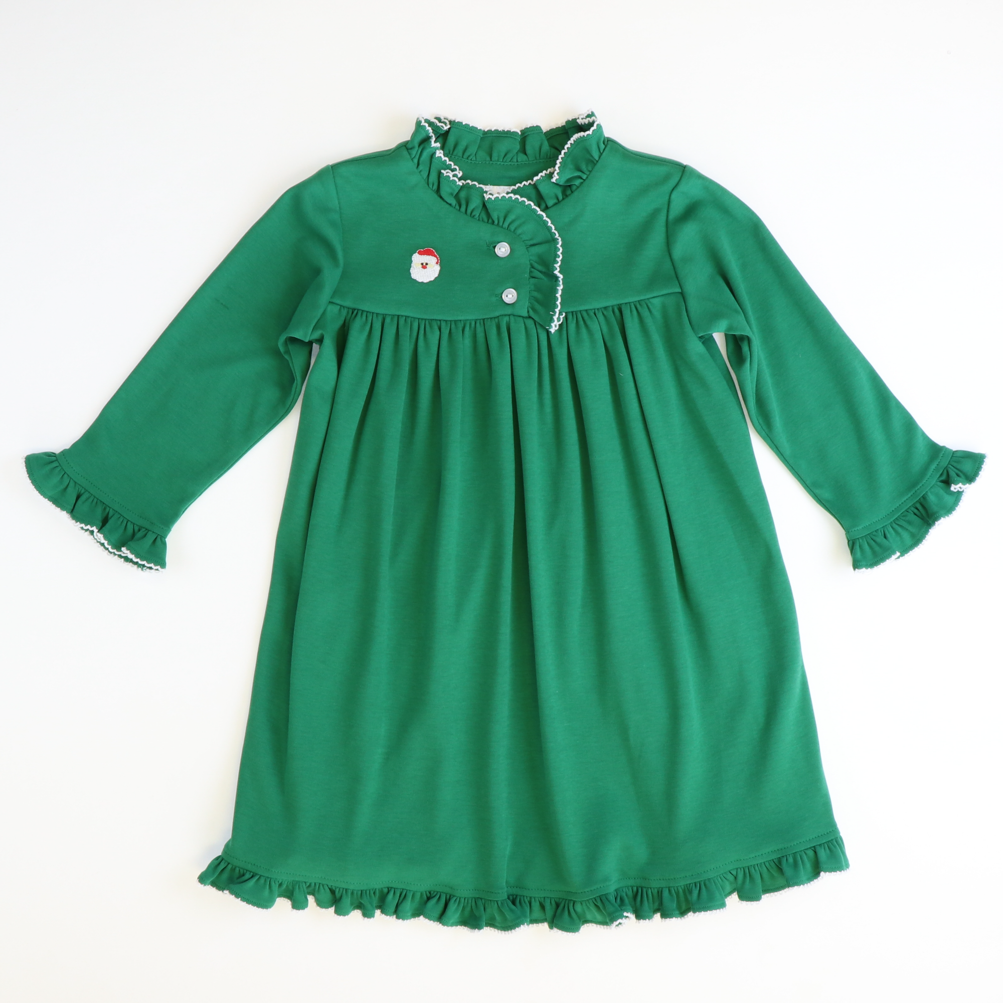 Embroidered Santa Face Nightgown - Christmas Green - Stellybelly