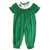 Smocked Santa & Reindeer Girl Long Bubble - Christmas Green Corduroy