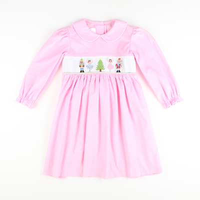 Smocked Nutcracker Collared Long Sleeve Dress - Stellybelly