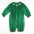 Smocked Santa Faces Long Sleeve Girl Long Bubble - Christmas Green Corduroy