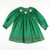 Smocked Santa Faces Long Sleeve Bishop - Christmas Green Corduroy
