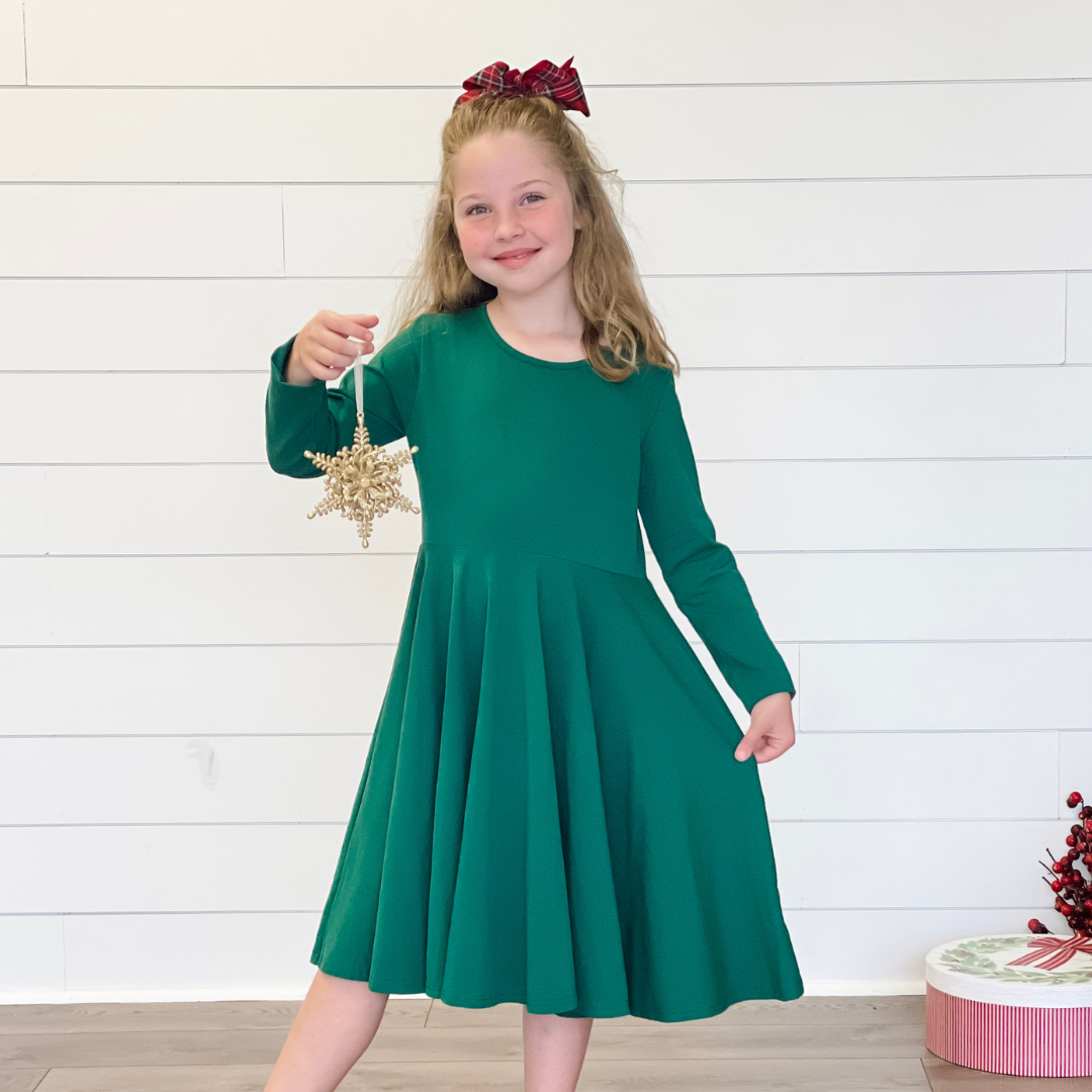 Mila Twirl Dress - Evergreen