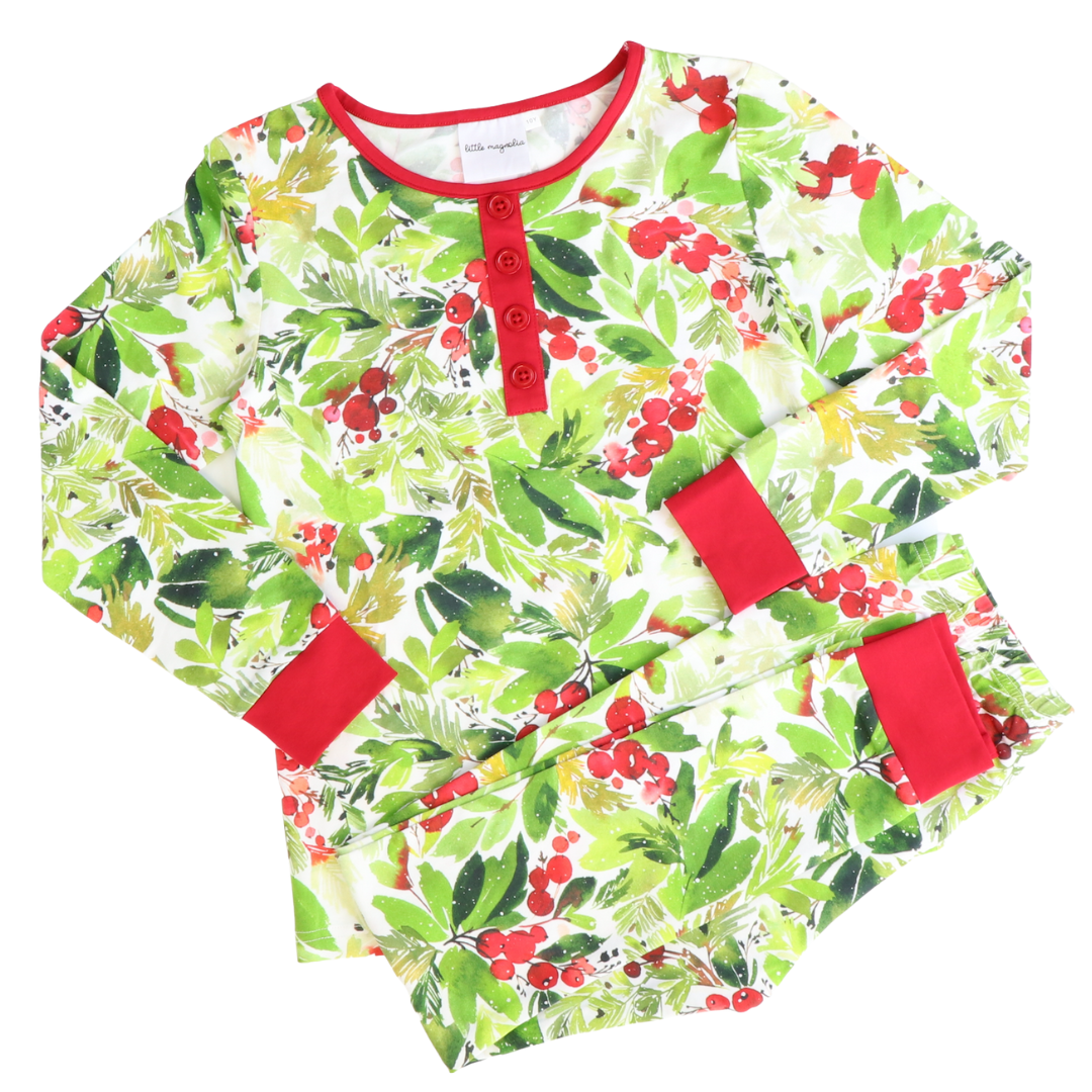 Knit Pajama Set - Winter Berries - Southern Smocked Co.