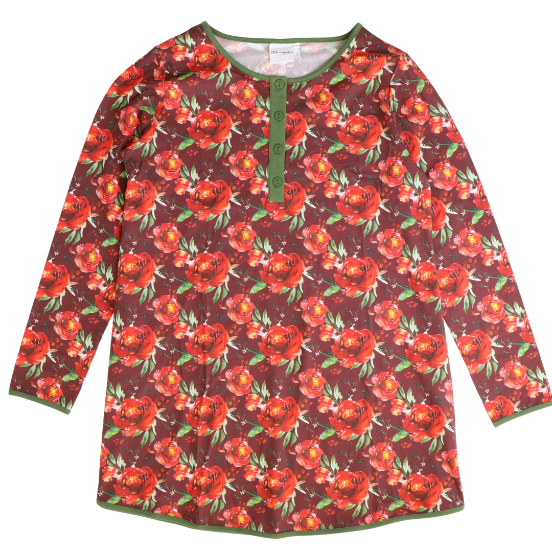 Women's Knit Lounge Shirt - Christmas Rose