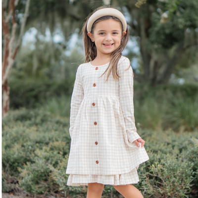 Addison Dress - Tan Check