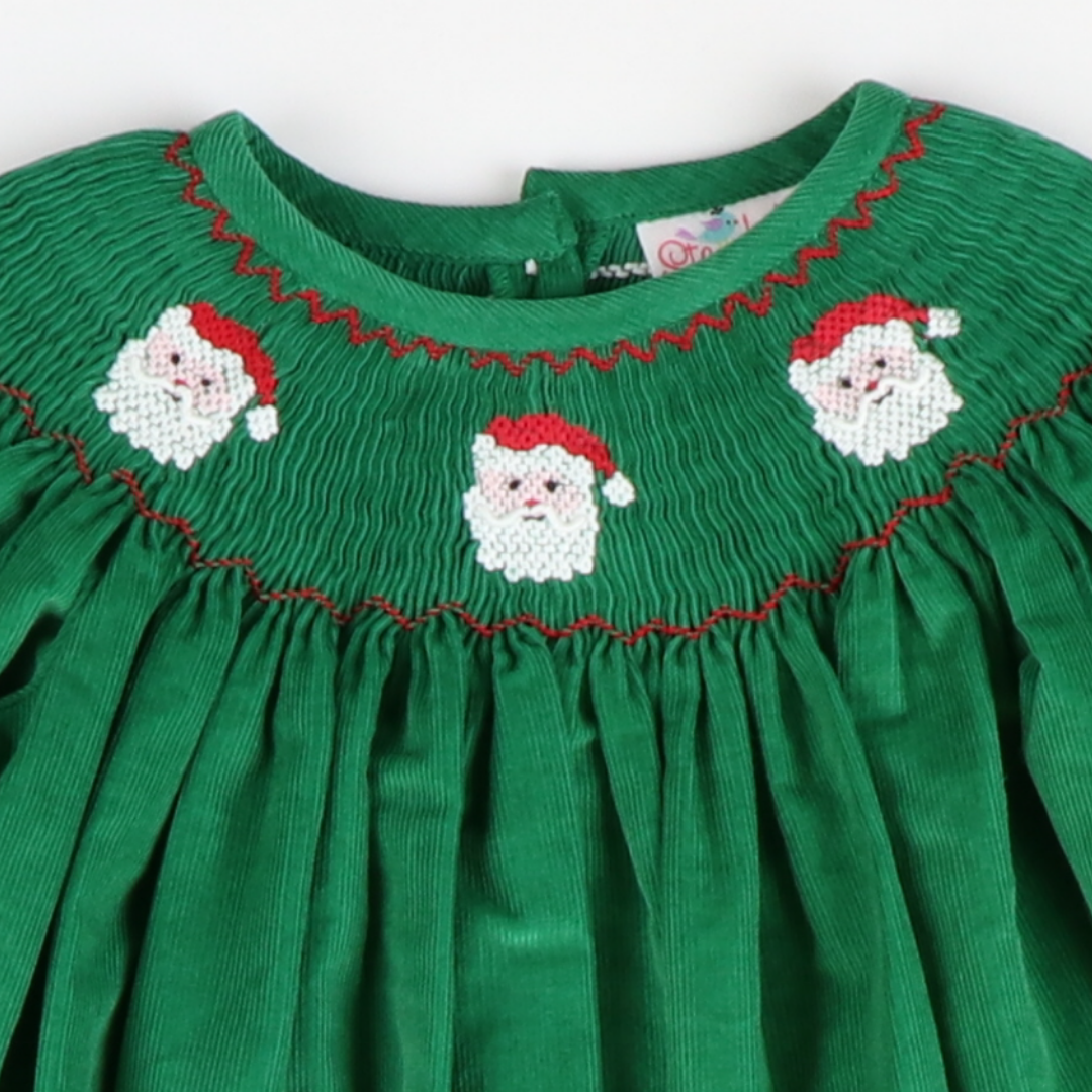 Green smocked christmas dresses hot sale