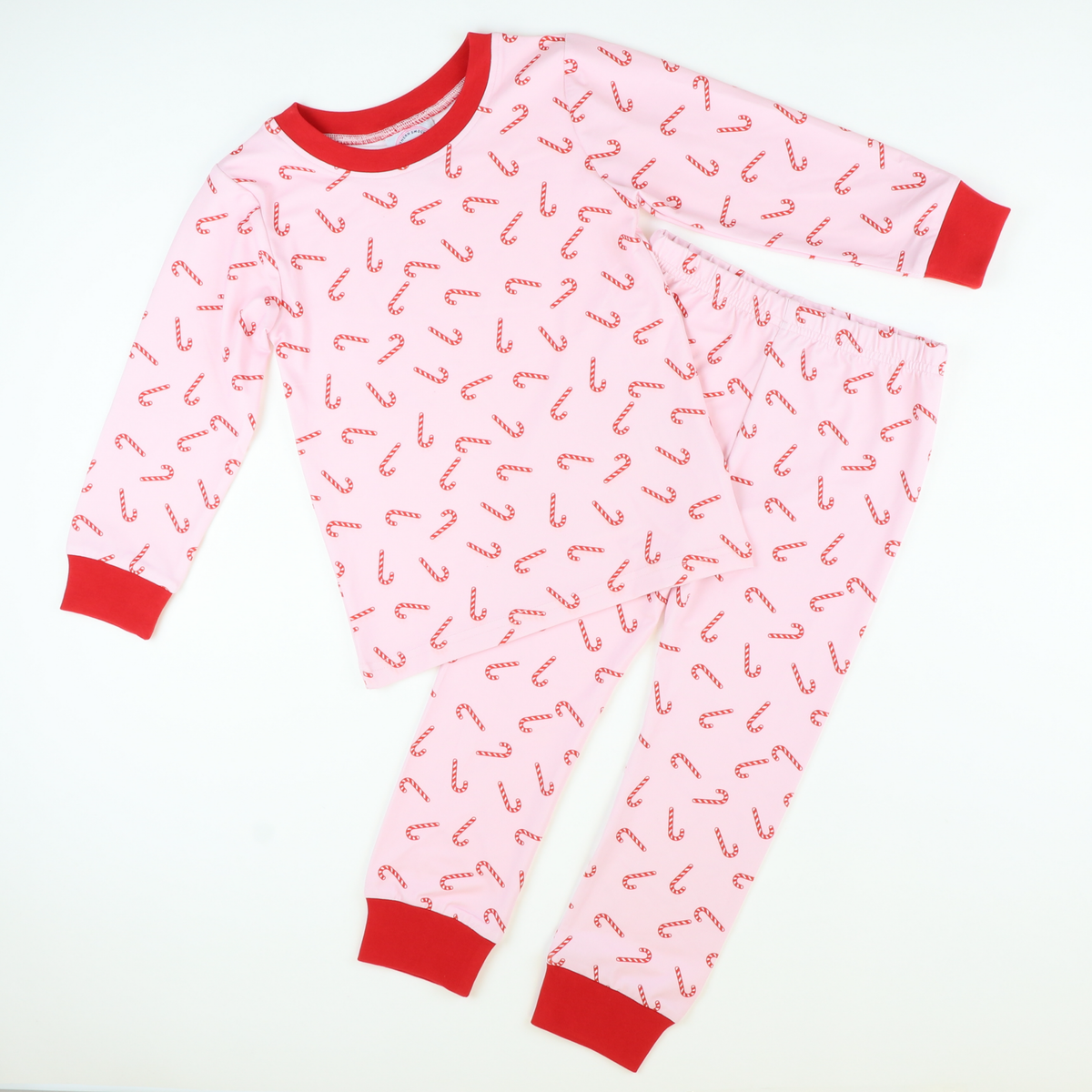 Candy Canes Pink Knit Pajama Set