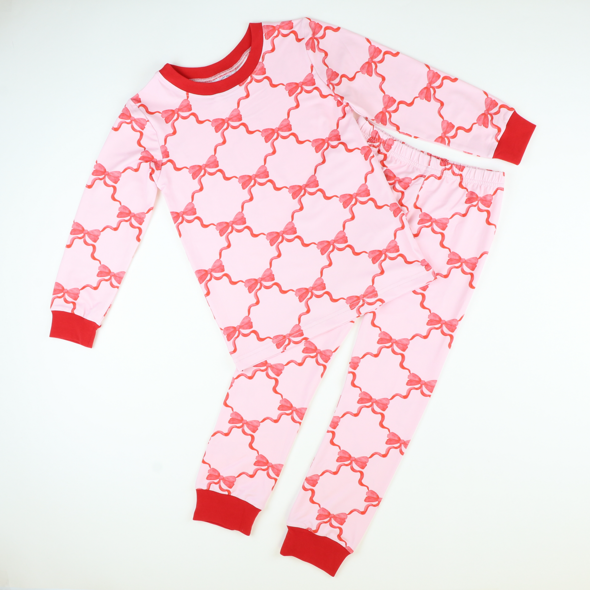Holiday Red Bows Knit Pajama Set