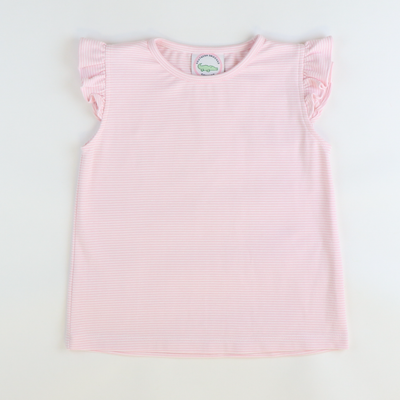Out & About Flutter Top - Pink Micro Stripe Knit