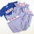 Smocked Patriotic Flags Girl Bubble - Royal Blue Check
