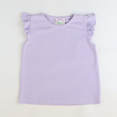 Out & About Flutter Top - Lavender Micro Stripe Knit
