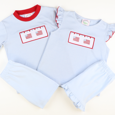 Smocked Fourth of July Parade Knit Shirt and Shorts Set