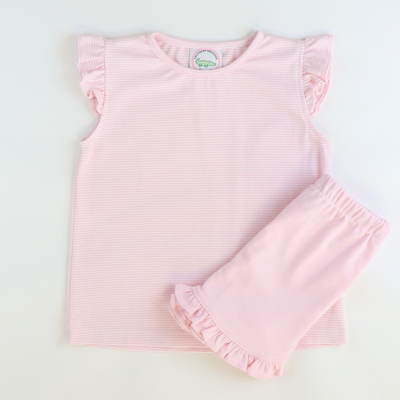 Out & About Flutter Top - Pink Micro Stripe Knit