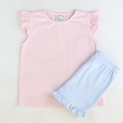 Out & About Flutter Top - Pink Micro Stripe Knit