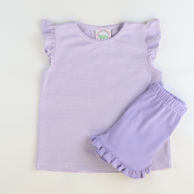 Out & About Flutter Top - Lavender Micro Stripe Knit