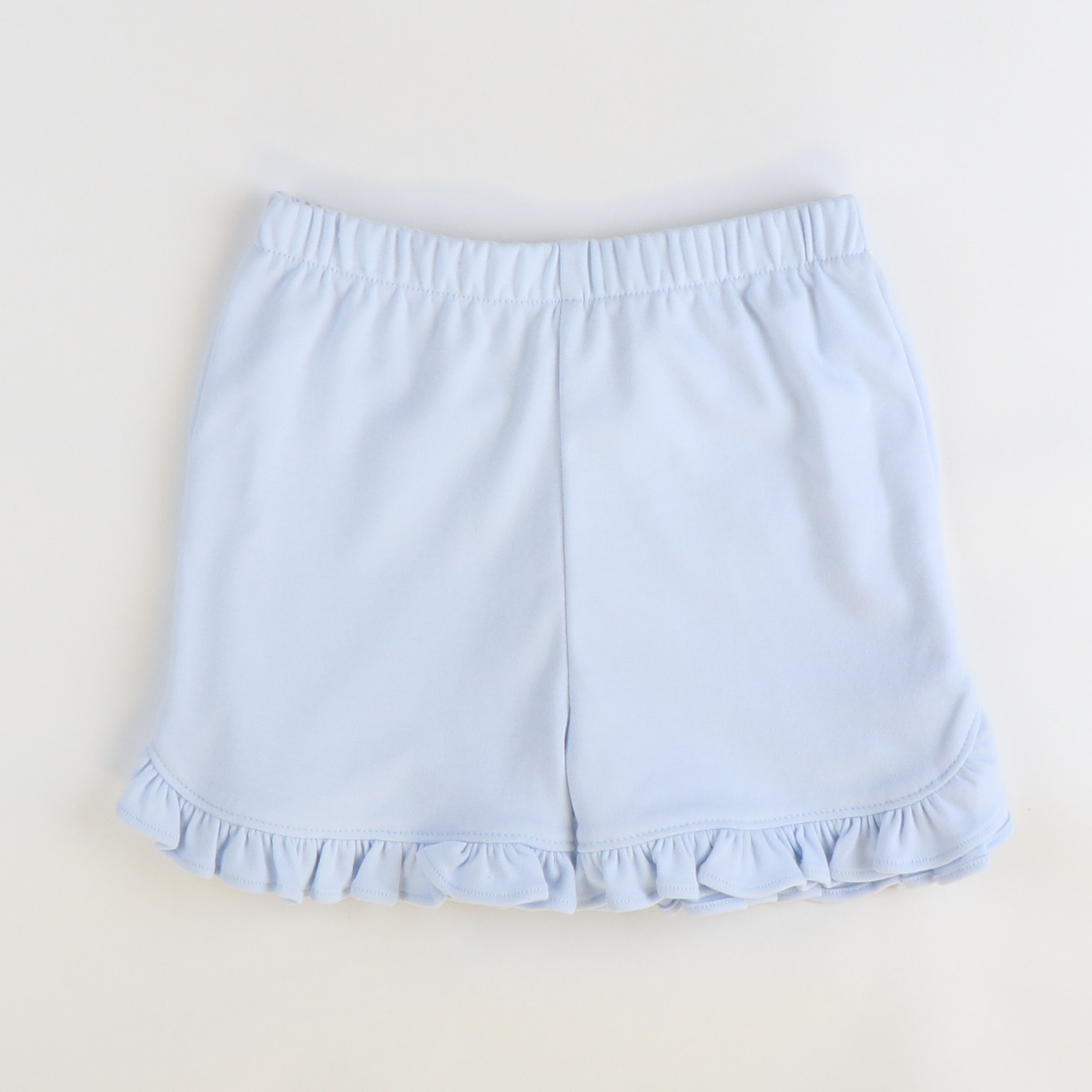 Out & About Ruffle Shorts - Light Blue Knit