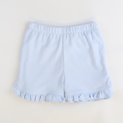 Out & About Ruffle Shorts - Light Blue Knit