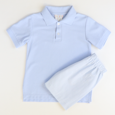 Signature Short Sleeve Polo - Light Blue Pique