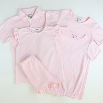 Out & About Ruffle Shorts - Pink Knit