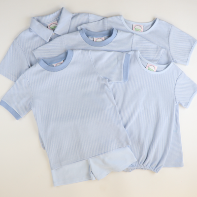 Out & About Dress - Light Blue Micro Stripe Knit