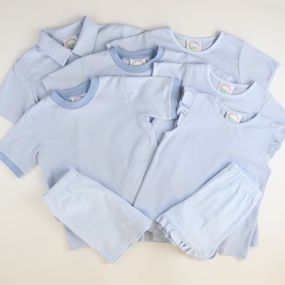 Out & About Dress - Light Blue Micro Stripe Knit