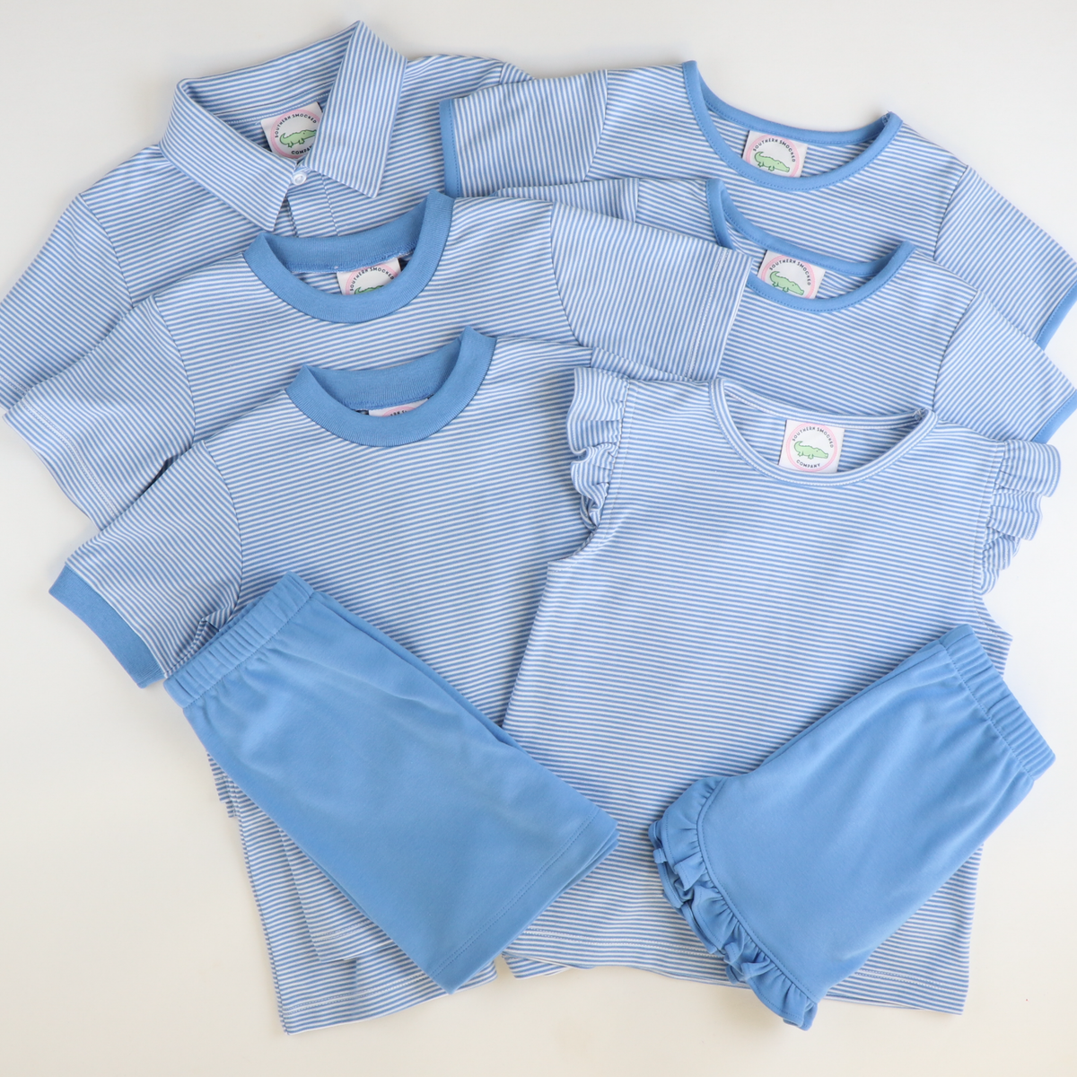 Out & About Boy Shirt - Party Blue Micro Stripe Knit