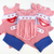 Smocked Stars and Stripes Knit Top and Ruffle Shorts Set