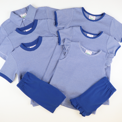 Out & About Girl Bubble - Royal Blue Micro Stripe Knit - Stellybelly