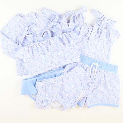 Chinoiserie Blue Two-Piece Long Sleeve Rash Guard