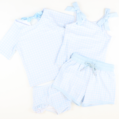 Seaside Blue Check Two-Piece Rash Guard