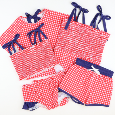 Americana Smocked Two-Piece Swimsuit