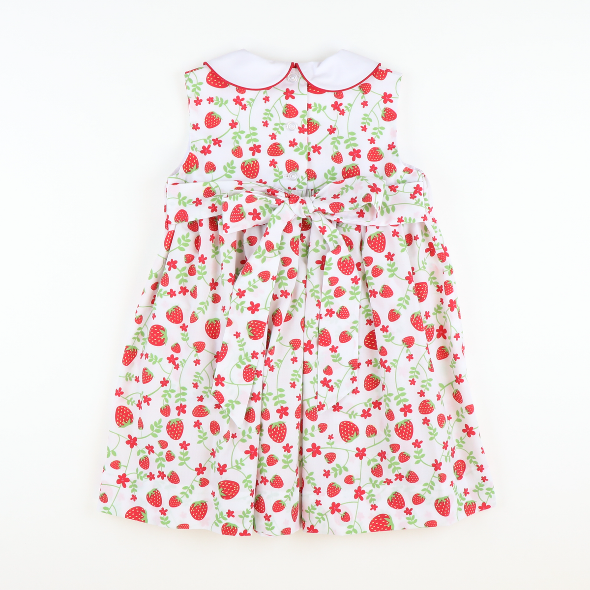 Smocked Strawberries Collared Dress