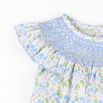 Smocked Geo Girl Bubble - Garden Floral - Stellybelly