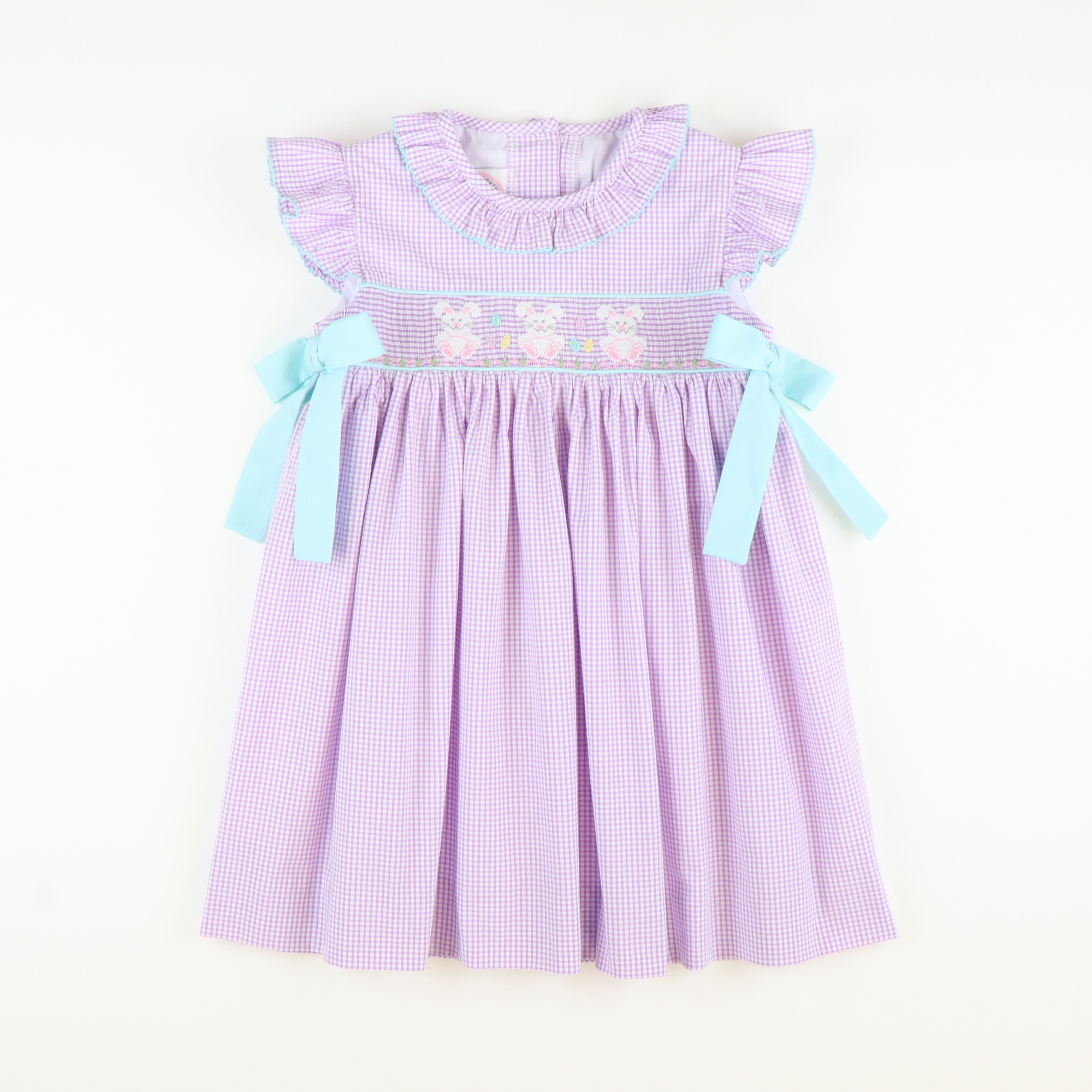 Smocked Easter Egg Hunt Dress - Lavender Mini Check Seersucker