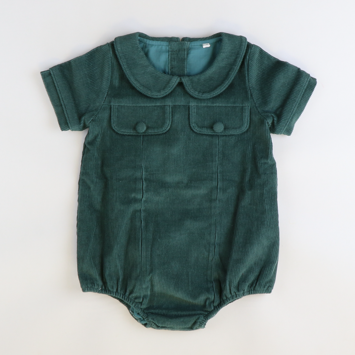 Sage Green Corduroy Collared Boy Bubble