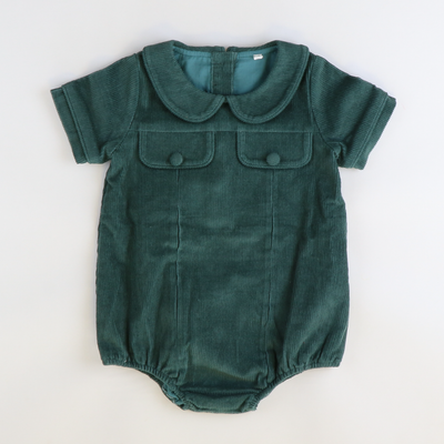 Sage Green Corduroy Collared Boy Bubble
