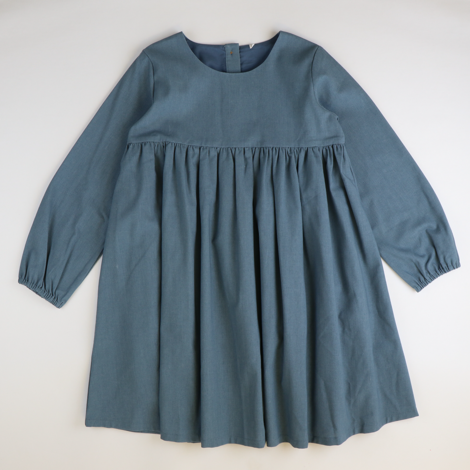 Blue Linen Long Sleeve Dress - Stellybelly