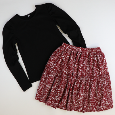 Speckled Wine Tiered Skirt - Stellybelly