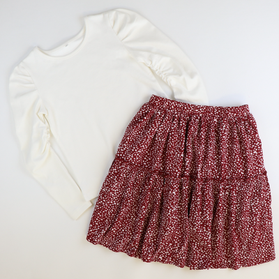 Speckled Wine Tiered Skirt - Stellybelly